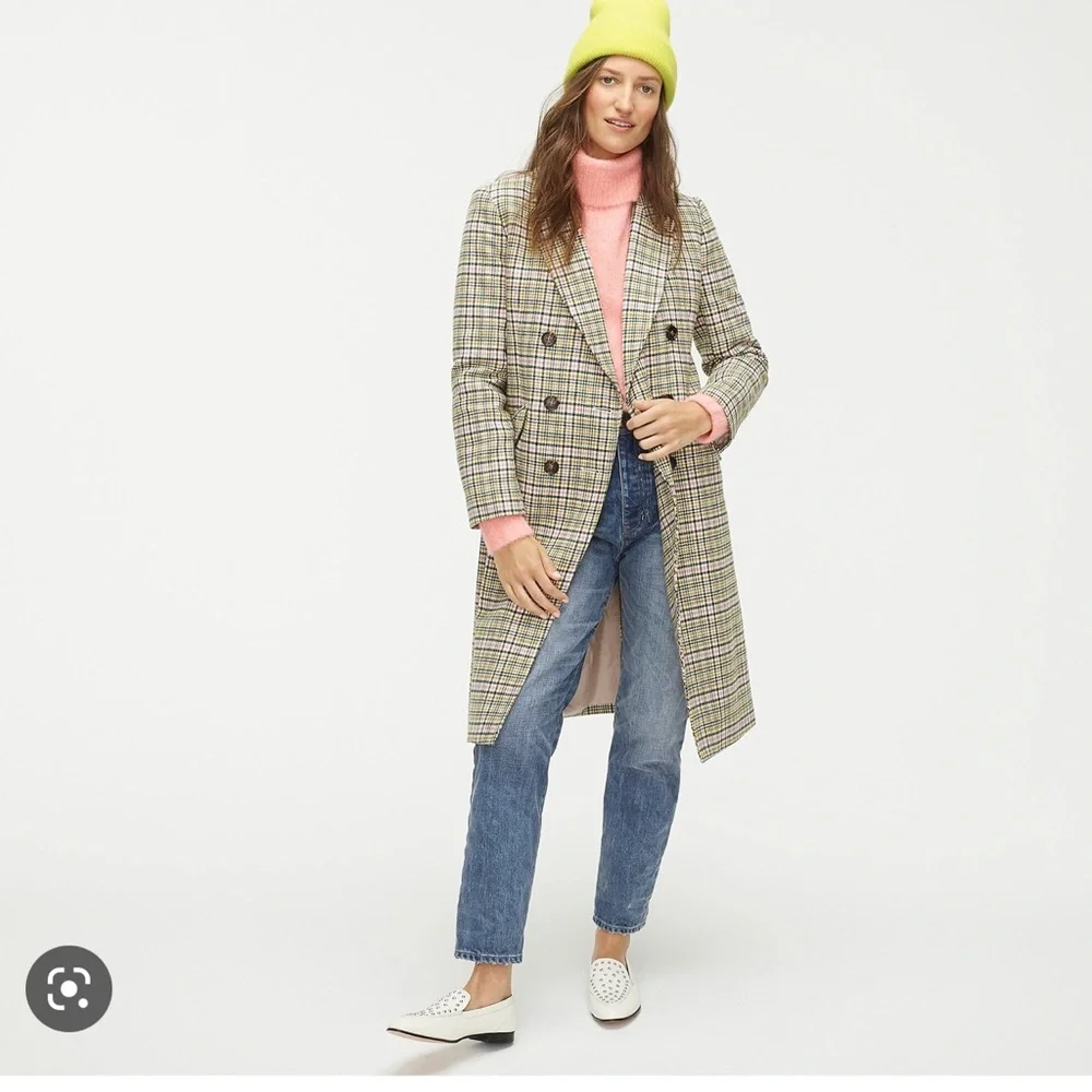 J Crew Italian Wool Plaid Coat - Picture 2 of 9